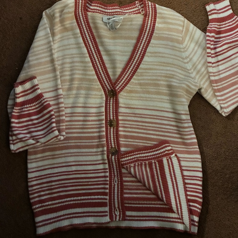 Nine West Striped Cardigan Sweater